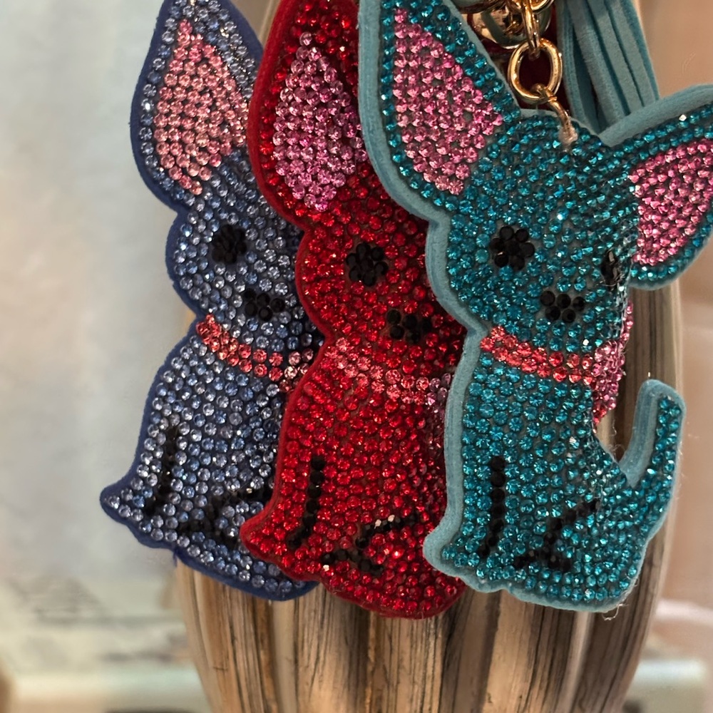 Sparkling Chihuahua Dog Bag Charm / Keychains (Set of 3)